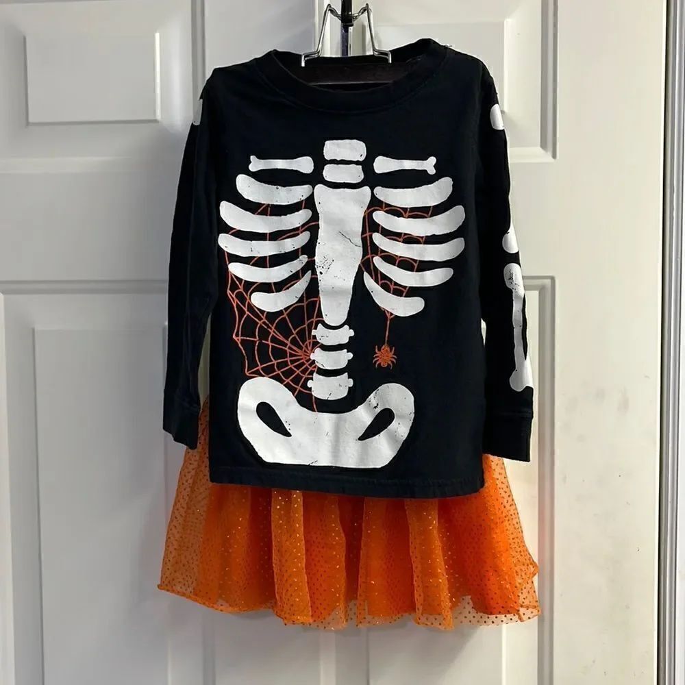 Halloween Skelton and Tutu Party Outfit- 4T